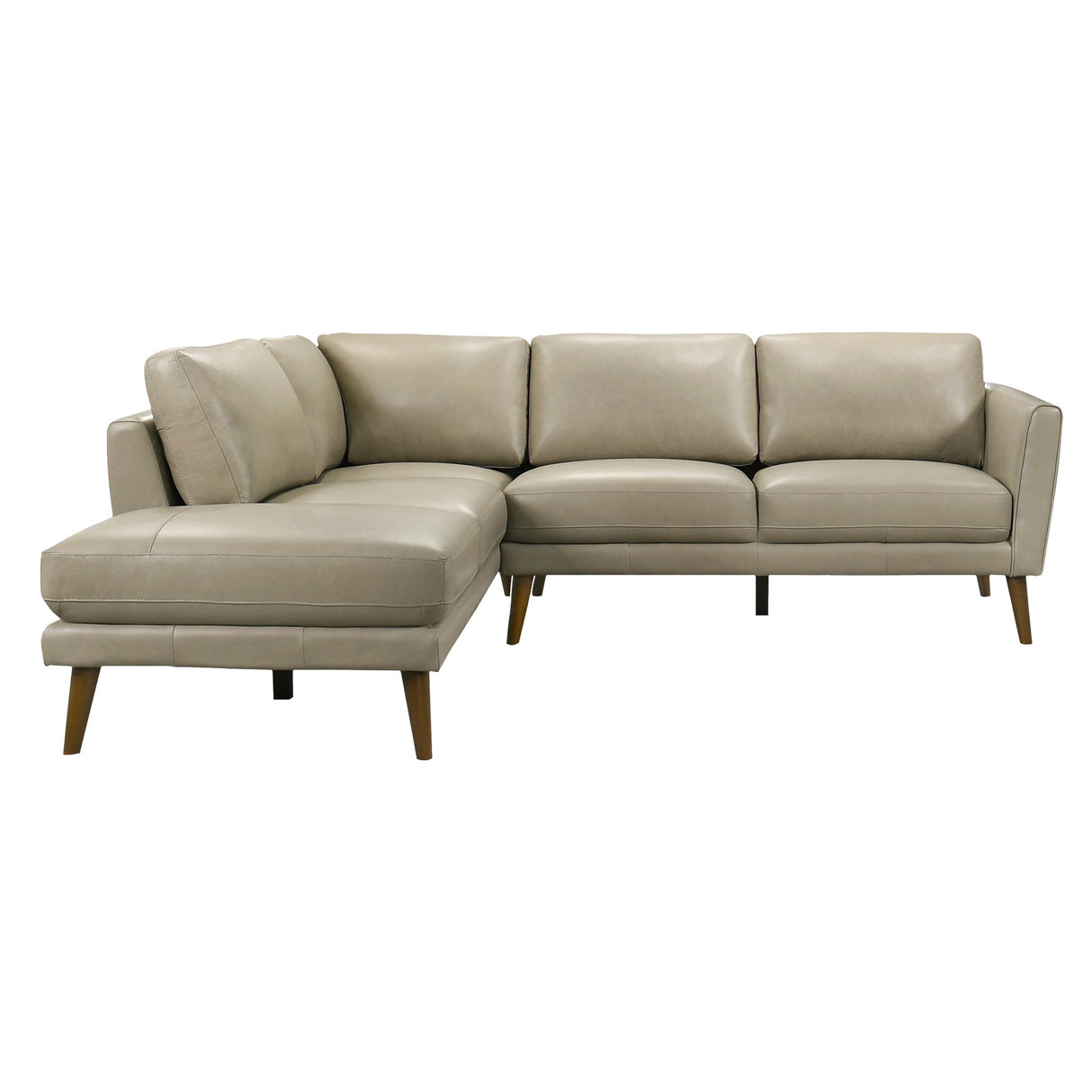 Benson Beige Leather Sectional Sofa Left Facing Chaise by Ashcroft Imports at Eve Furniture