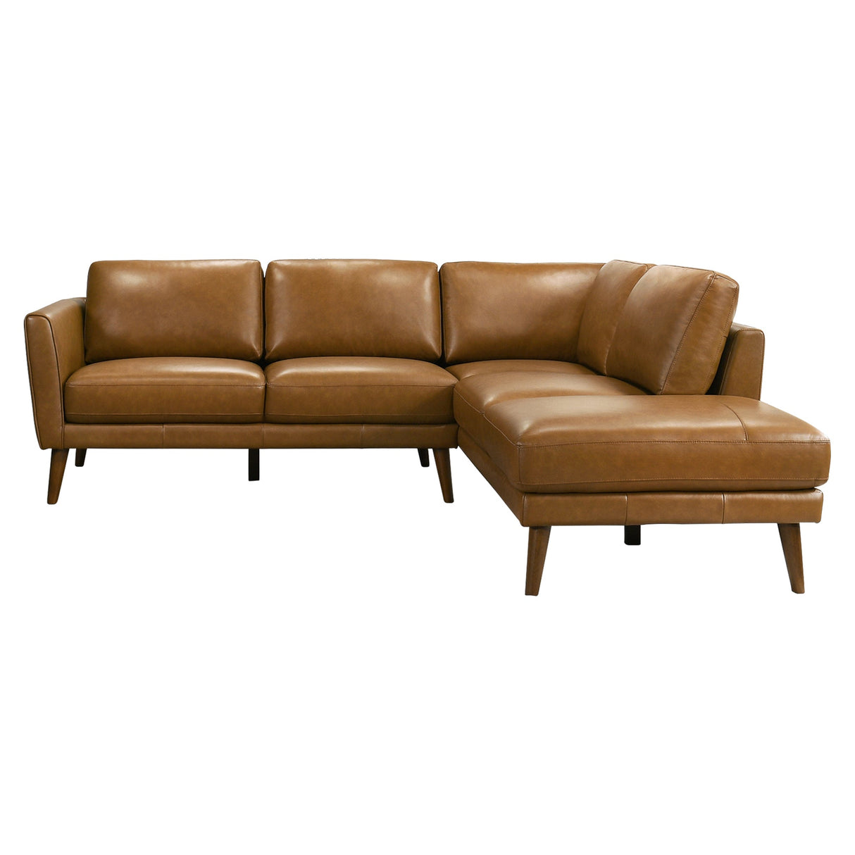 Benson Tan Leather Sectional Sofa Right Facing Chaise by Ashcroft Imports at Eve Furniture