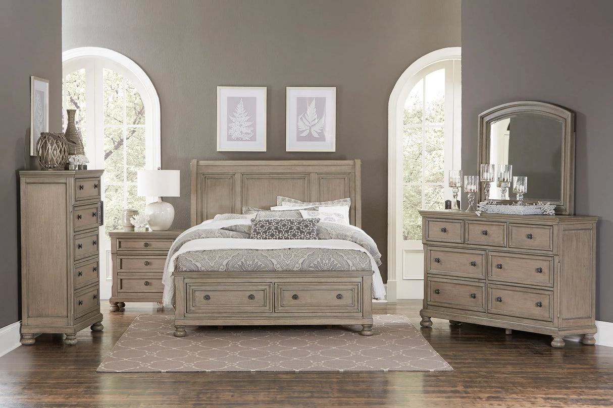 Bethel Wire Brushed Gray Sleigh Storage Platform Bedroom Set by Homelegance at Eve Furniture