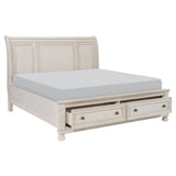 Bethel Wire Brushed White Sleigh Storage Platform Bedroom Set by Homelegance at Eve Furniture