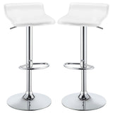 Bidwell White/Chrome 29" Upholstered Backless Adjustable Bar Stools, Set of 2 by Coaster at Eve Furniture