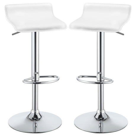 Bidwell White/Chrome 29" Upholstered Backless Adjustable Bar Stools, Set of 2 by Coaster at Eve Furniture