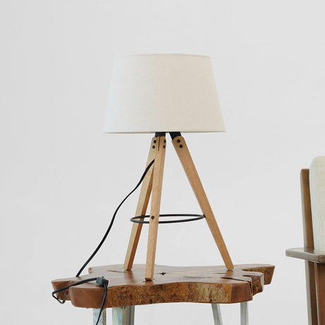 Birch Three Legged Wooden Bar Table Lamp - Natural - Black by Ashcroft Imports at Eve Furniture