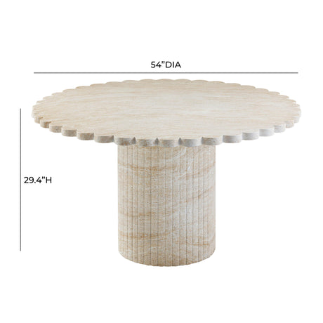 Blossom Washed Travertine Finish Indoor / Outdoor 54" Round Dining Table by TOV Furniture at Eve Furniture