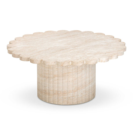 Blossom Washed Travertine Finish Indoor/Outdoor Coffee Table by TOV Furniture at Eve Furniture