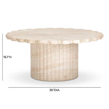Blossom Washed Travertine Finish Indoor/Outdoor Coffee Table by TOV Furniture at Eve Furniture
