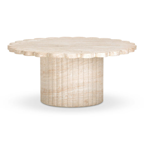 Blossom Washed Travertine Finish Indoor/Outdoor Coffee Table by TOV Furniture at Eve Furniture