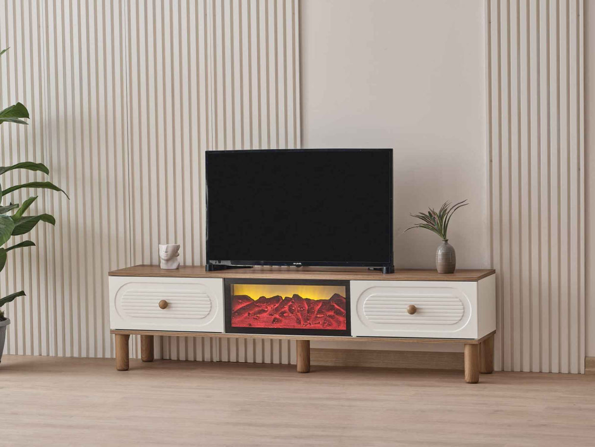 Bohem Tv Stand With Fireplace by Furnia at Eve Furniture