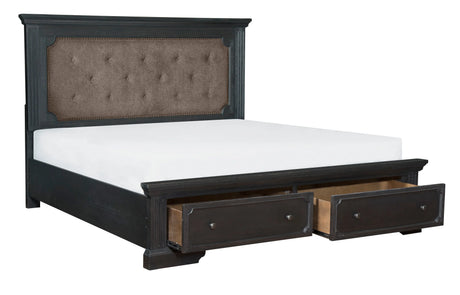 Bolingbrook Wire-Brushed Charcoal Queen Storage Platform Bed by Homelegance at Eve Furniture