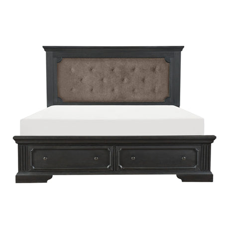 Bolingbrook Wire-Brushed Charcoal Queen Storage Platform Bed by Homelegance at Eve Furniture