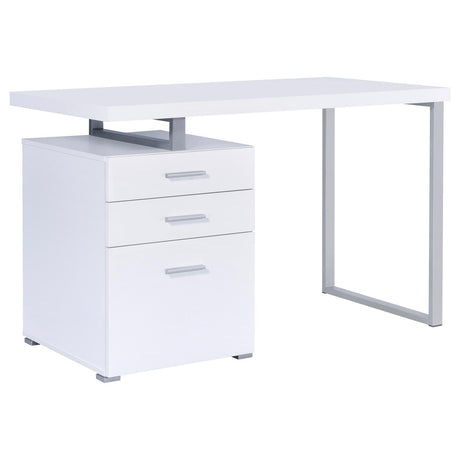 Brennan White 3-Drawer Office Desk by Coaster at Eve Furniture