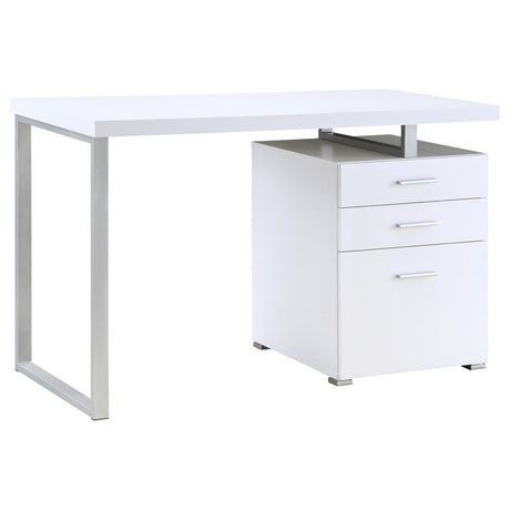 Brennan White 3-Drawer Office Desk by Coaster at Eve Furniture