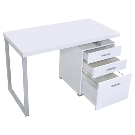 Brennan White 3-Drawer Office Desk by Coaster at Eve Furniture