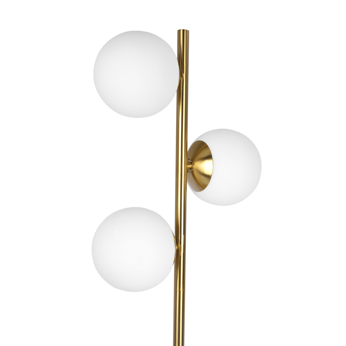 Brilliance Modern Gold Brush Floor Lamp, Opal Glass Shades and Round Metal Base by Ashcroft Imports at Eve Furniture