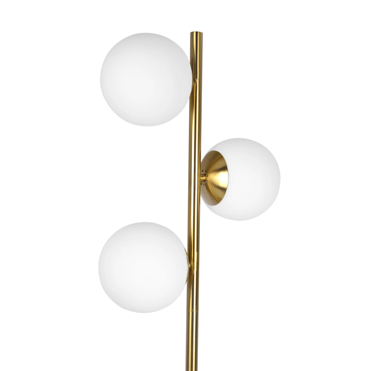Brilliance Modern Gold Brush Floor Lamp, Opal Glass Shades and Round Metal Base by Ashcroft Furniture at Eve Furniture
