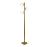 Brilliance Modern Gold Brush Floor Lamp, Opal Glass Shades and Round Metal Base by Ashcroft Imports at Eve Furniture