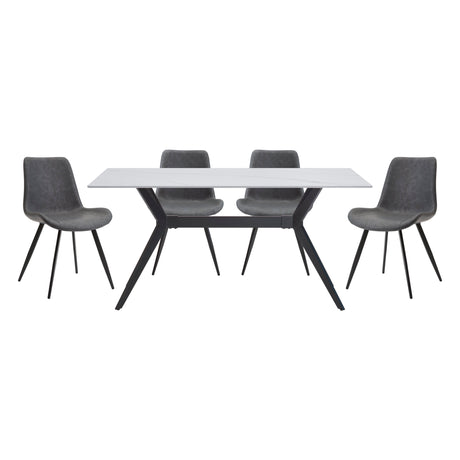 Brixley Black/Gray Faux Marble-Top Dining Set by Homelegance at Eve Furniture