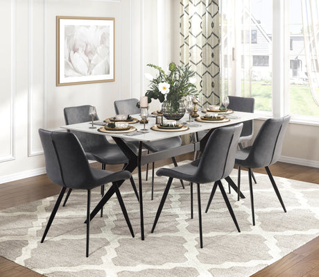 Brixley Black/Gray Faux Marble-Top Dining Set by Homelegance at Eve Furniture