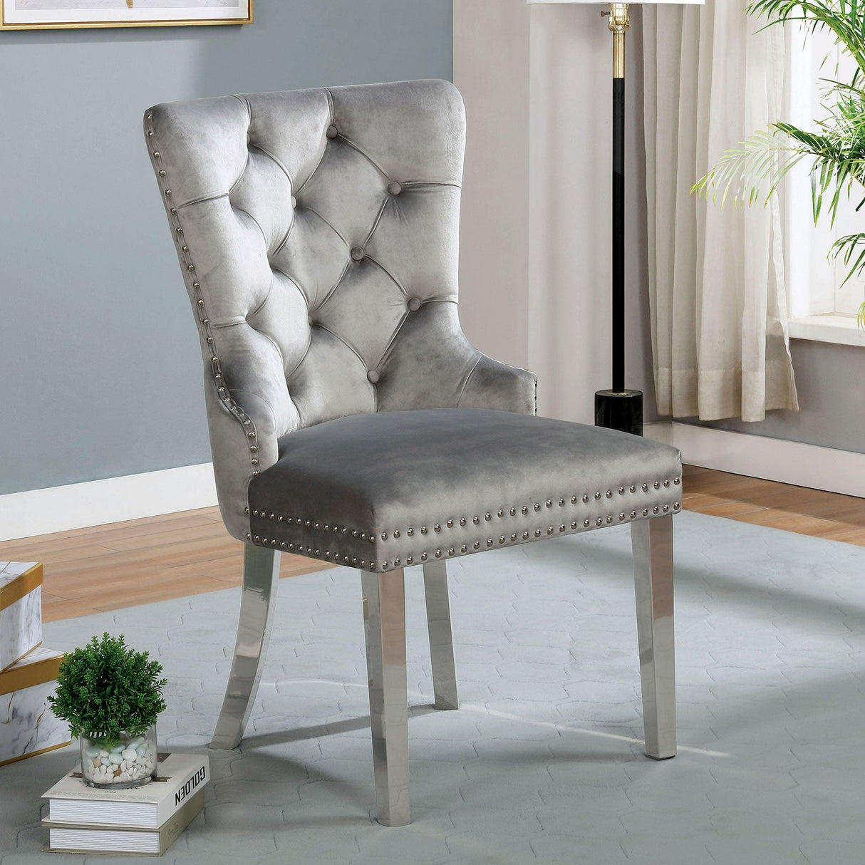 Jewett Gray Wingback Chair, Set of 2