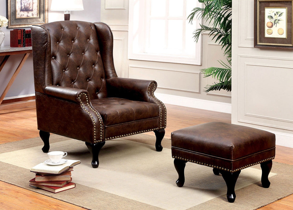 Vaugh Rustic Brown Accent Chair