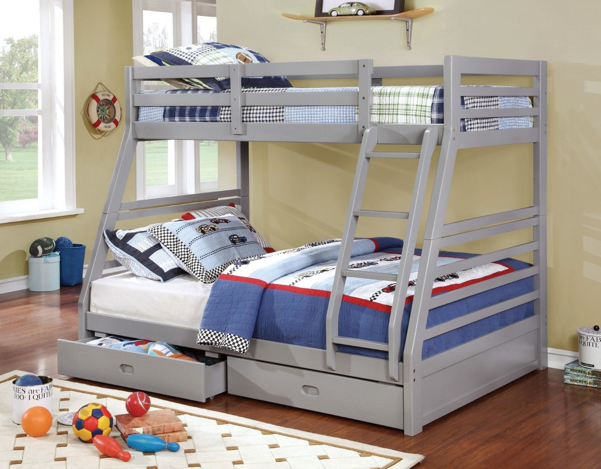 California Gray Twin/Full Bunk Bed, Gray