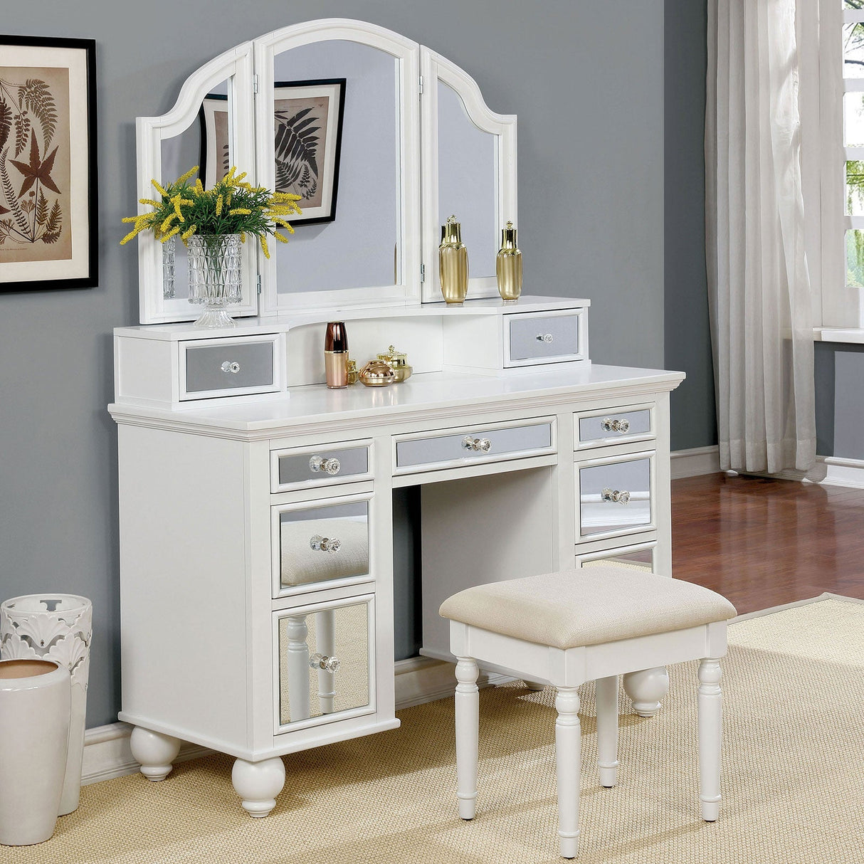 Tracy White Vanity w/ Stool