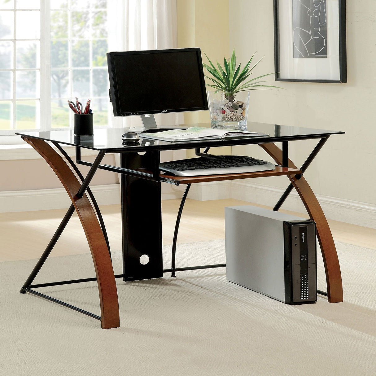 Baden Oak/Black Computer Desk