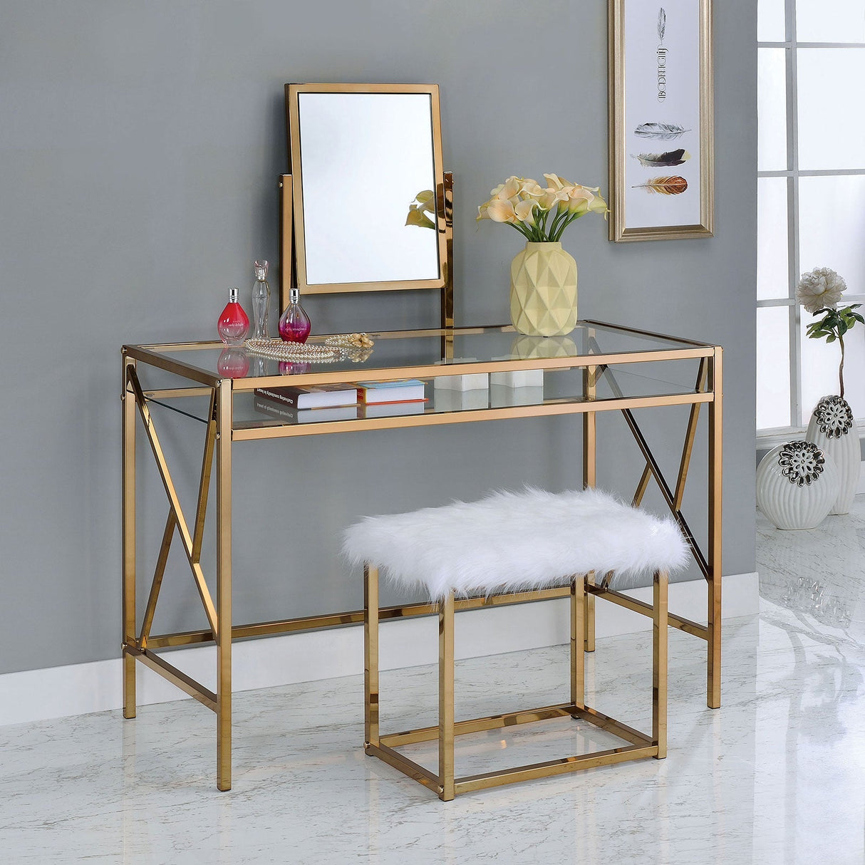 Lismore Champagne Vanity w/ Stool