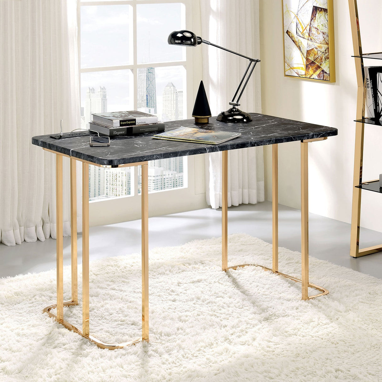 Delphine Gold/Black Desk