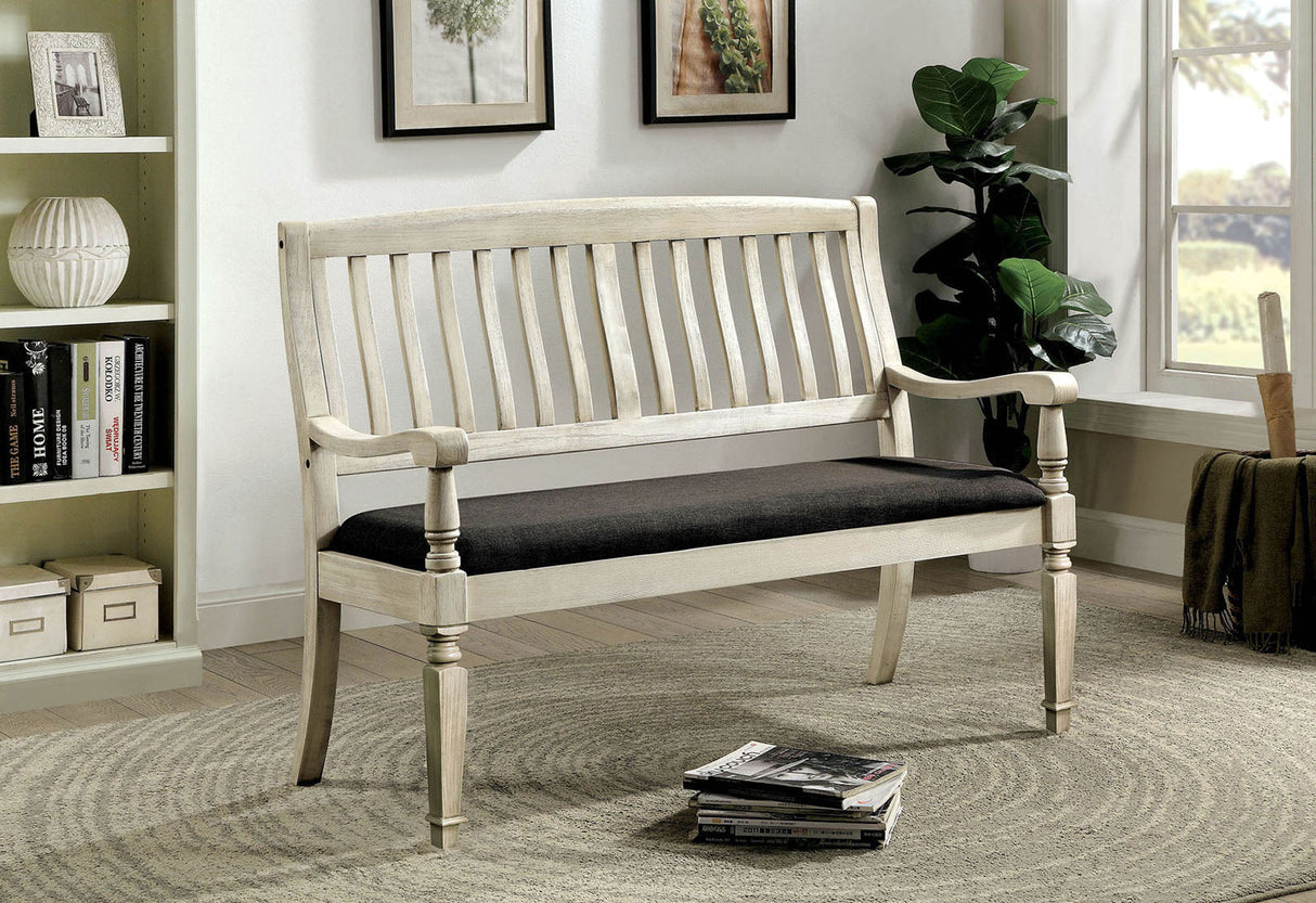 Georgia Antique White/Gray Loveseat Bench