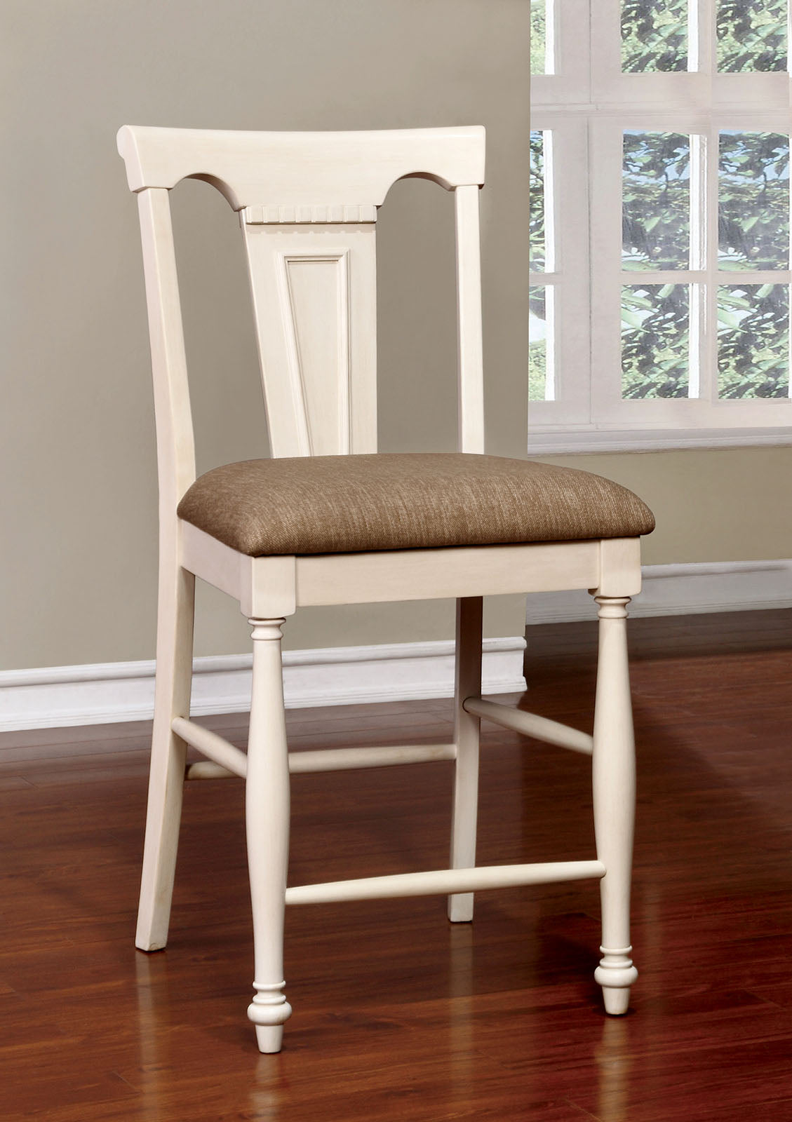 Sabrina Off-White/Tan Counter Ht. Chair, Set of 2