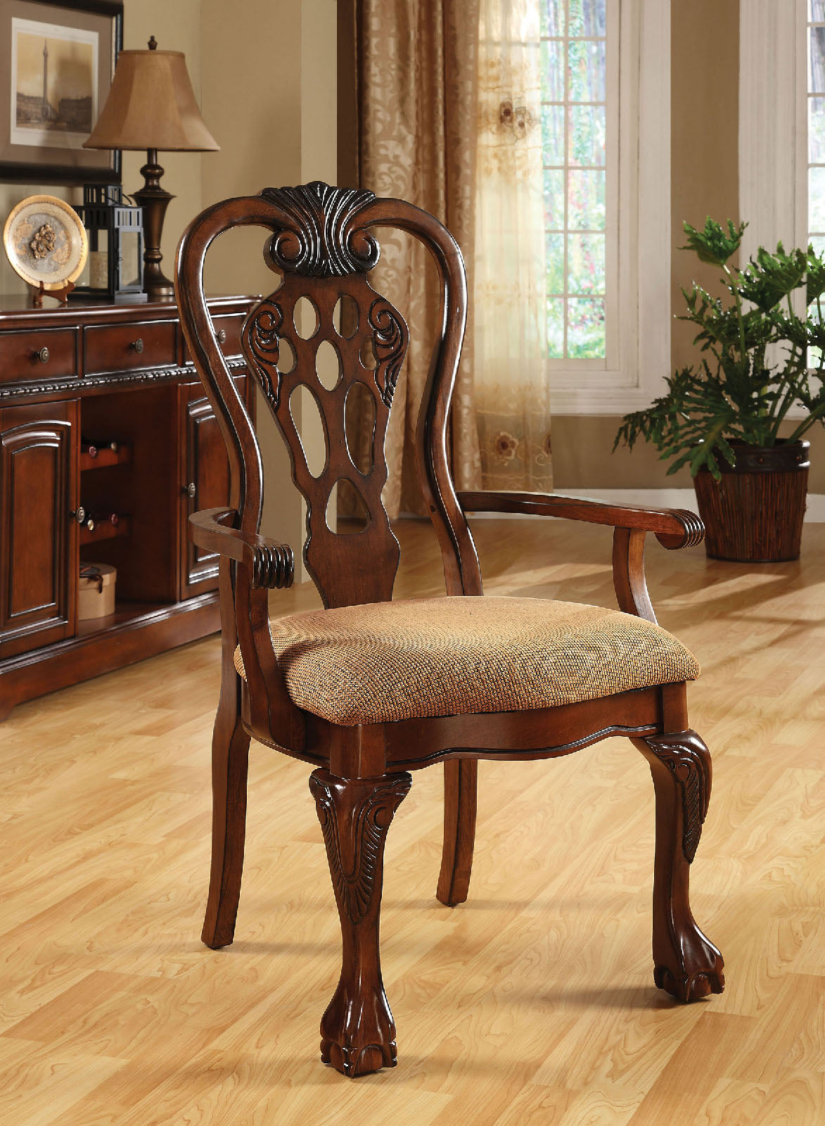 George Town Cherry/Beige Arm Chair, Set of 2