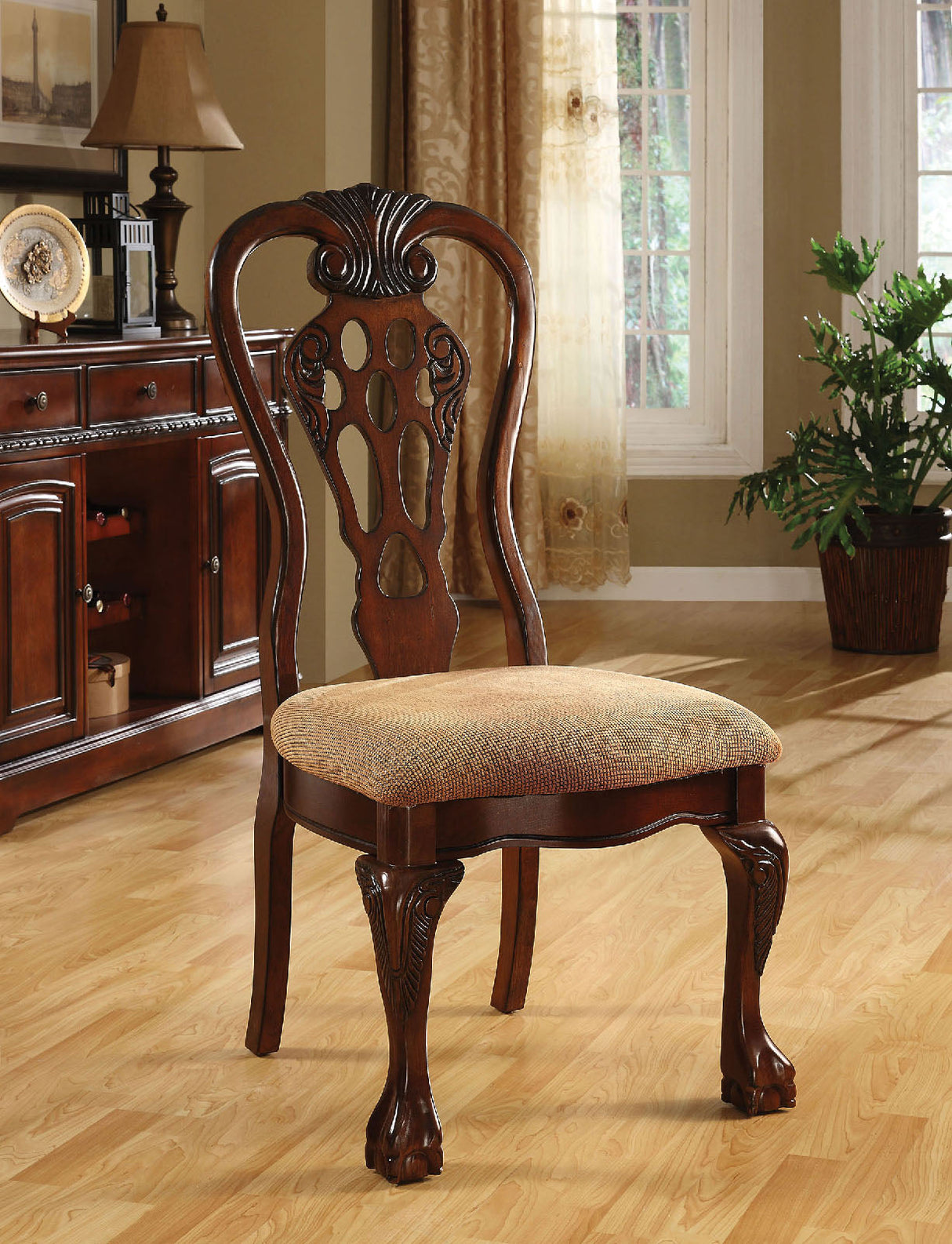 George Town Cherry/Beige Side Chair, Set of 2