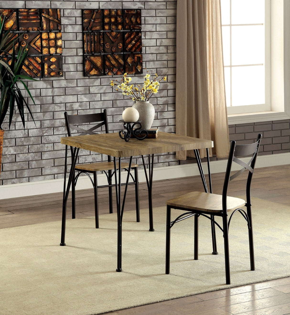 Banbury Dark Bronze/Natural 3 PC. Dining Table Set