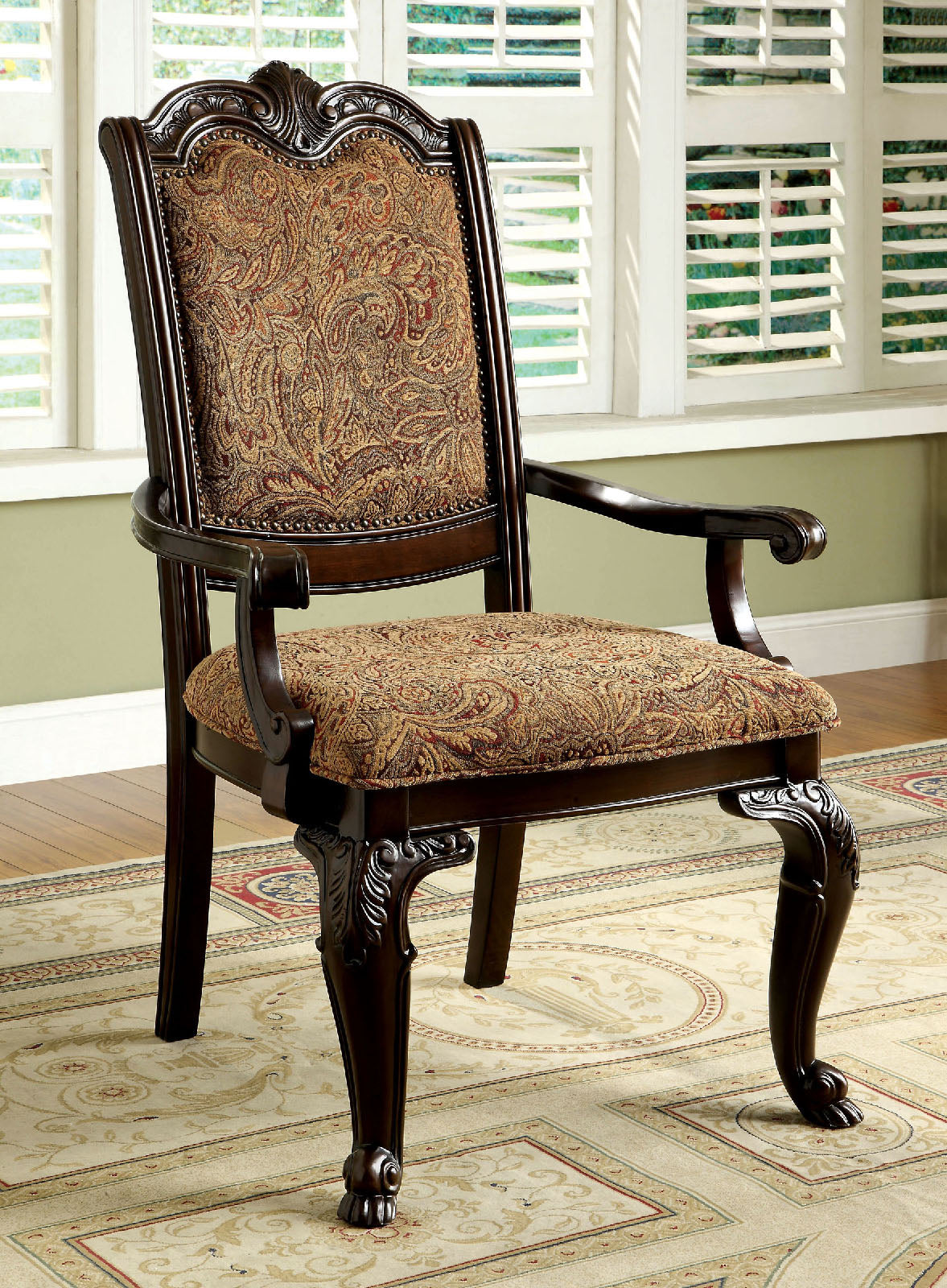 Bellagio Brown Cherry/Brown Arm Chair, Set of 2