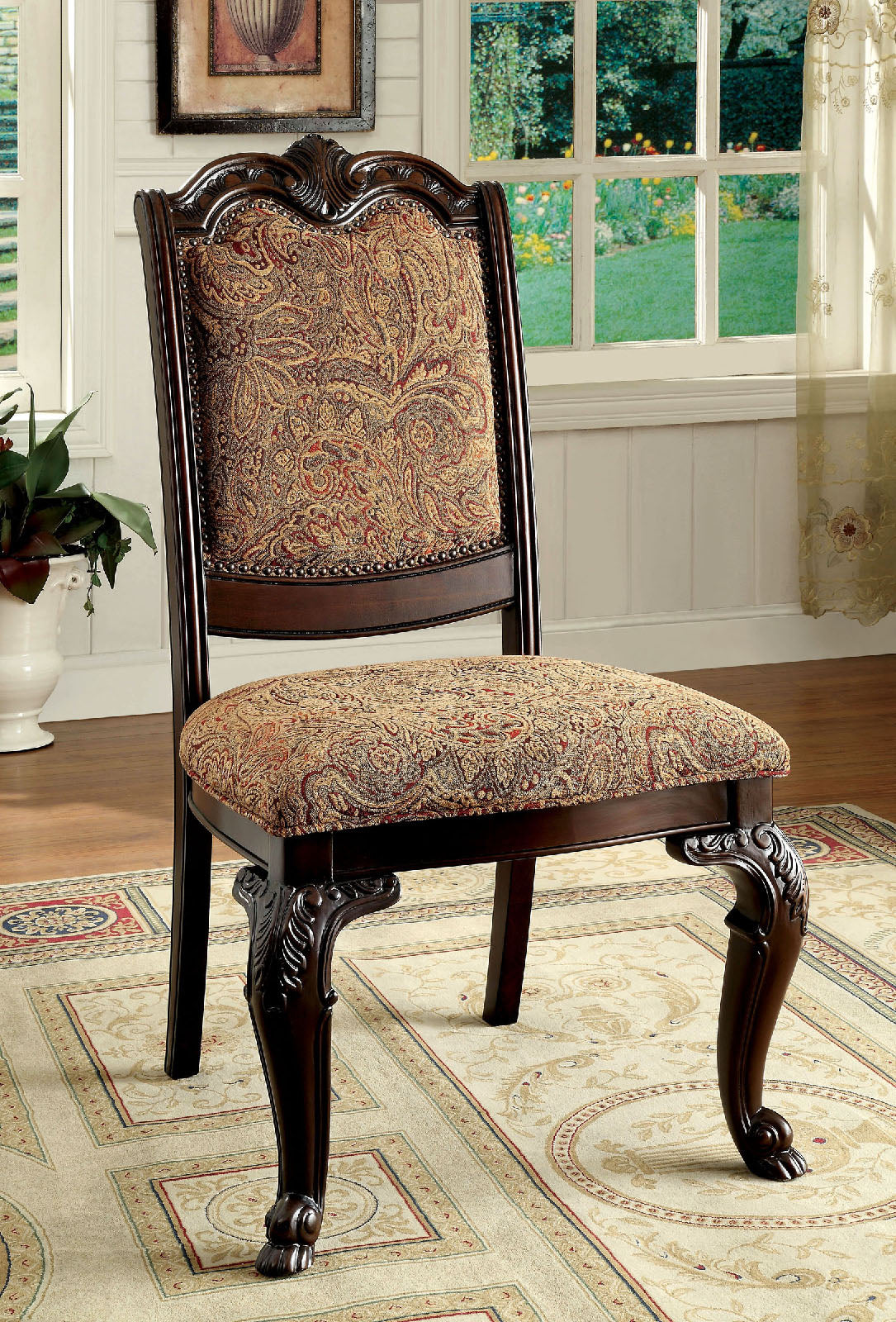 Bellagio Brown Cherry/Brown Side Chair, Set of 2