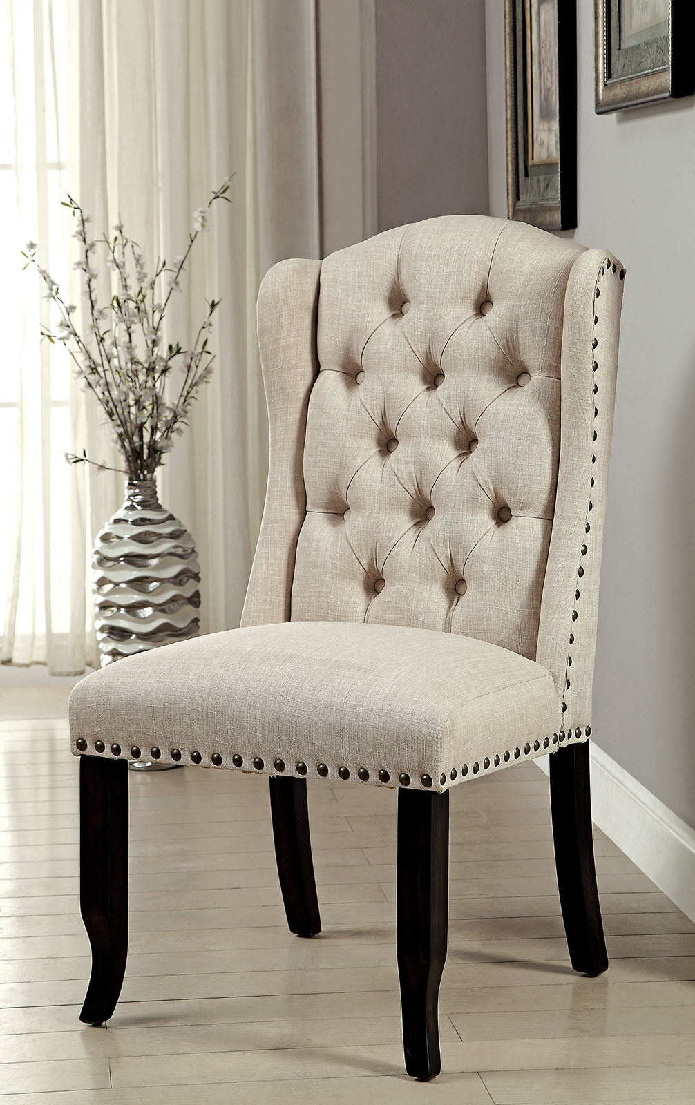 Sania Antique Black/Beige Side Chair, Set of 2