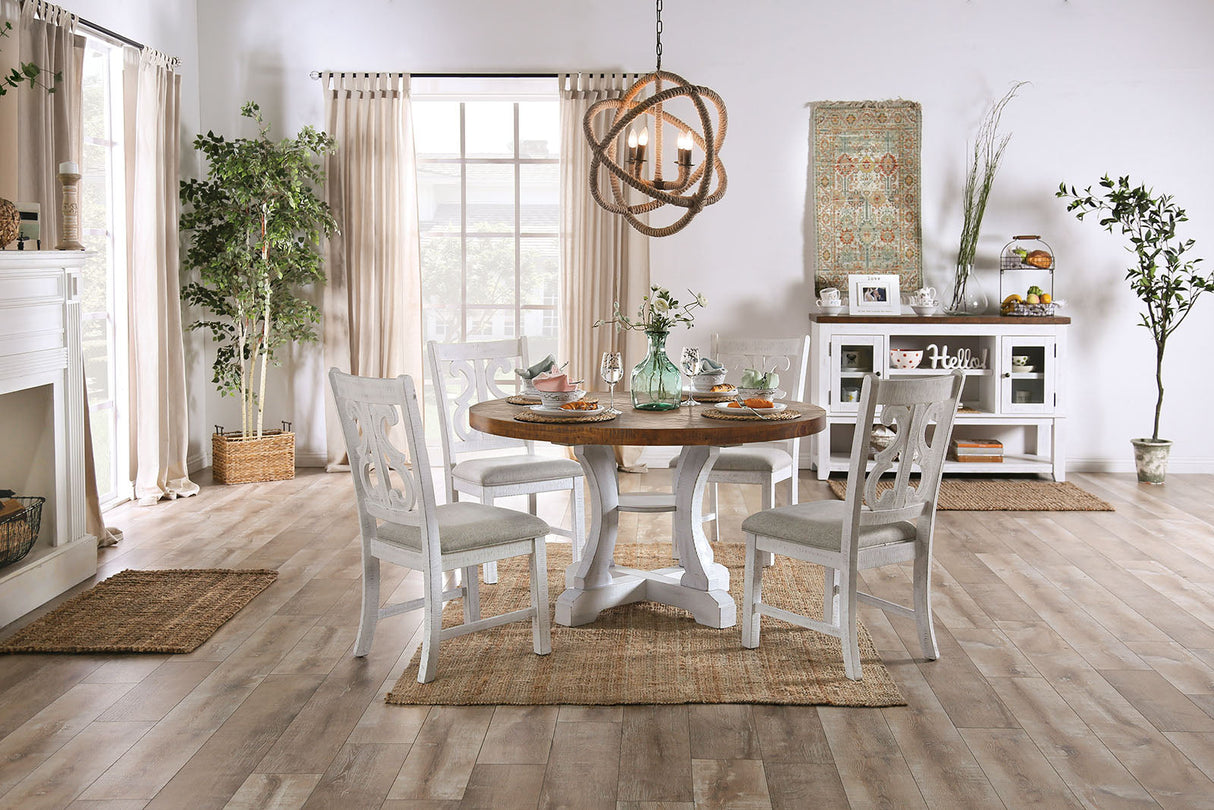 Auletta Distressed White/Distressed Dark Oak Round Table