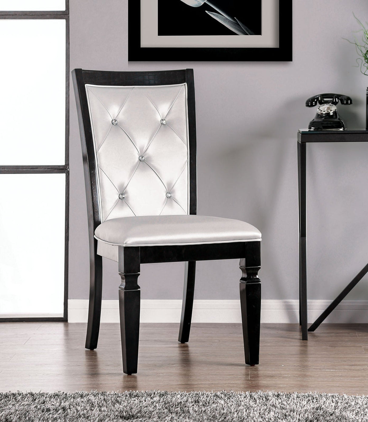 Alena Black/Silver Side Chair, Set of 2