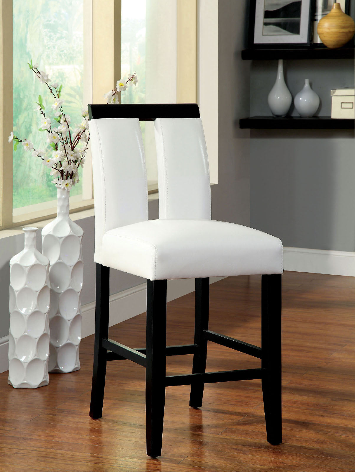 Luminar Black/White Counter Ht. Chair, Set of 2