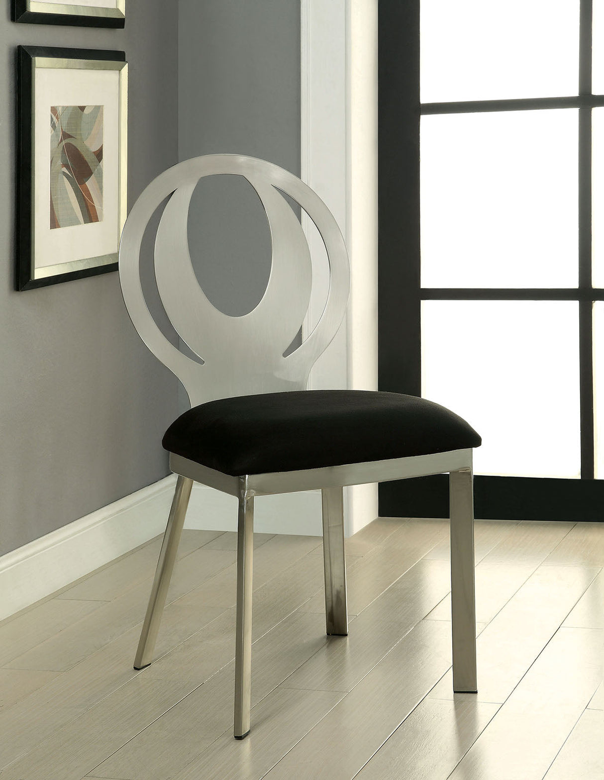 Orla Silver/Black Side Chair, Set of 2