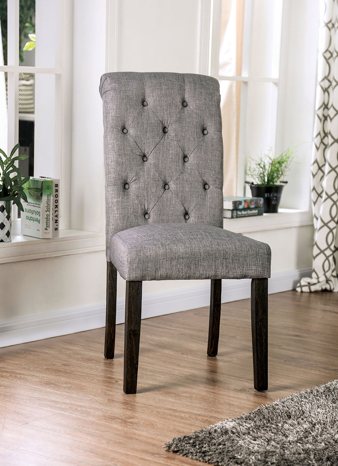 Alfred Antique Black/Light Gray Side Chair (2/Ctn)