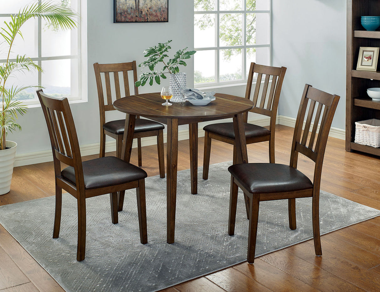 Blackwood Walnut/Dark Brown 5 Pc. Round Table Set