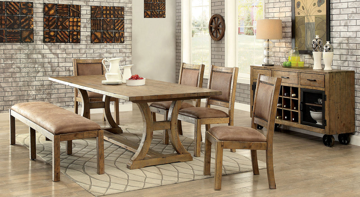 Gianna Rustic Oak/Brown 96" Dining Table