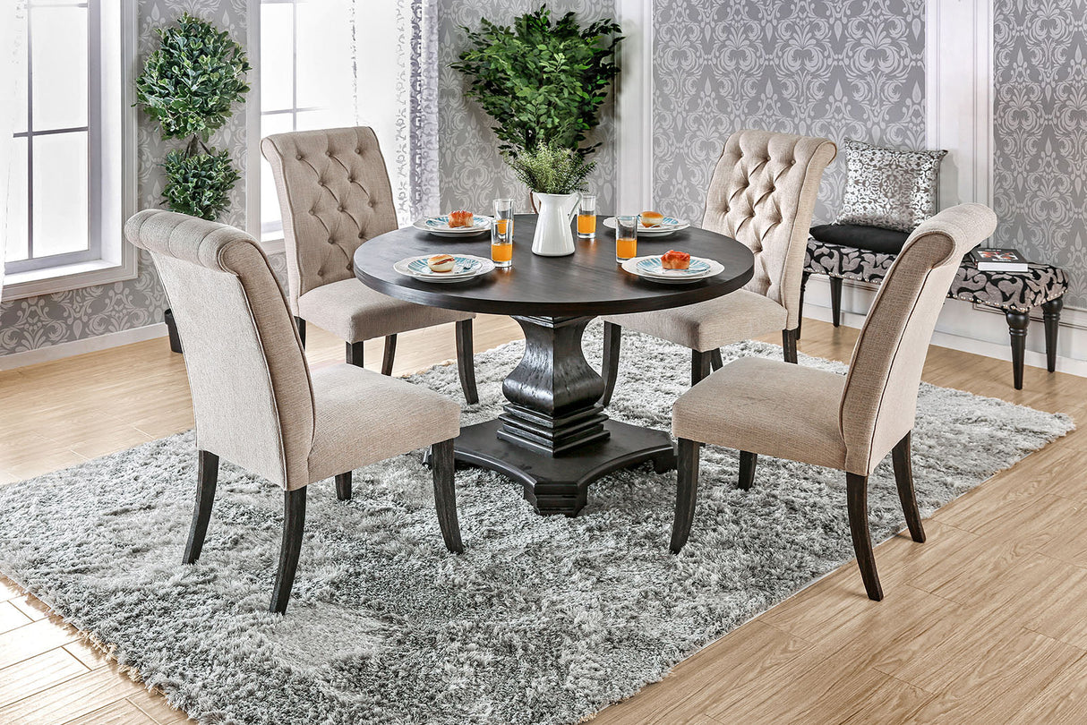 Nerissa Antique Black/Beige Round Table