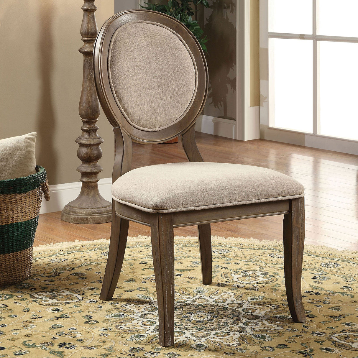 Kathryn Rustic Oak/Beige Side Chair (2/Ctn)