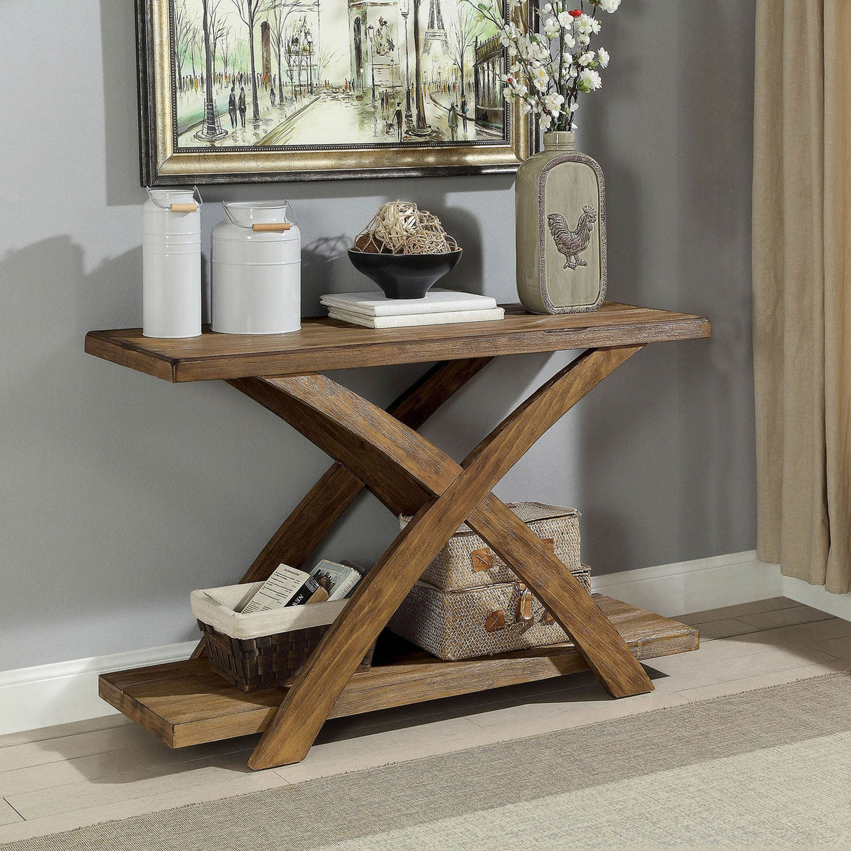 Bryanna Antique Light Oak Sofa Table