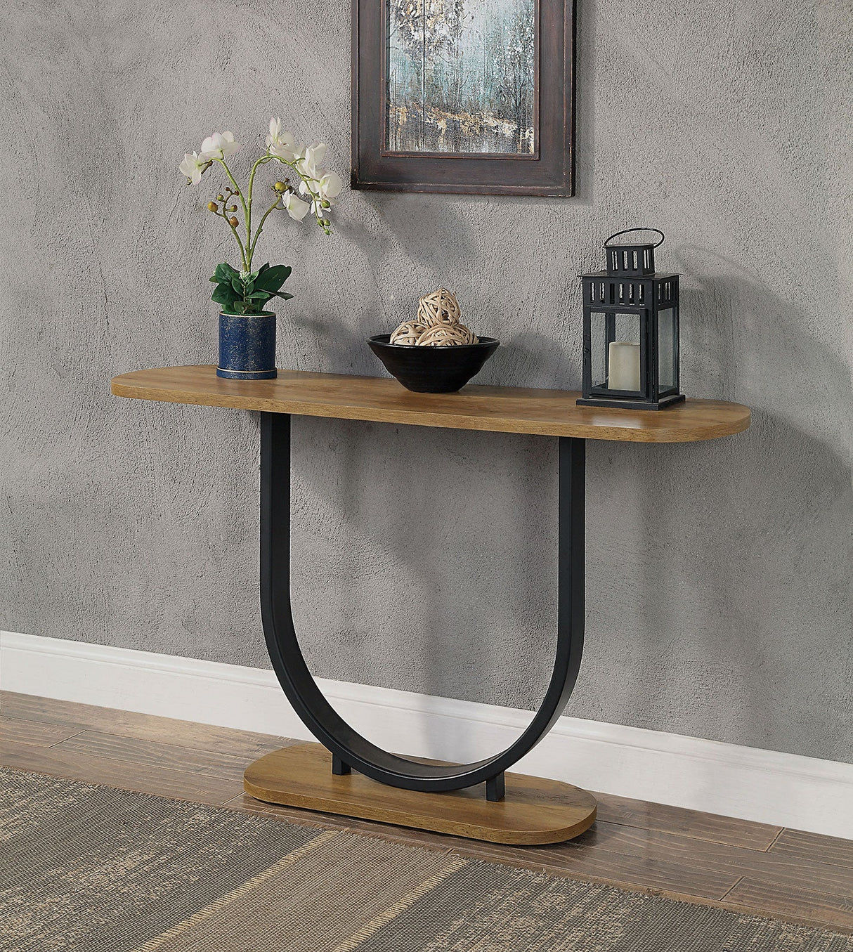 Olbia Rustic Oak/Sand Black Sofa Table