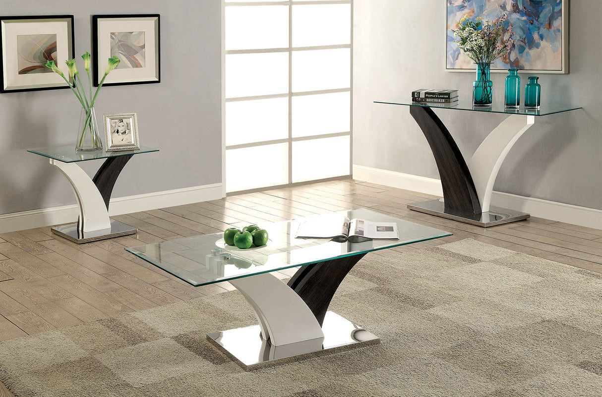 Sloane White/Dark Gray/Chrome End Table