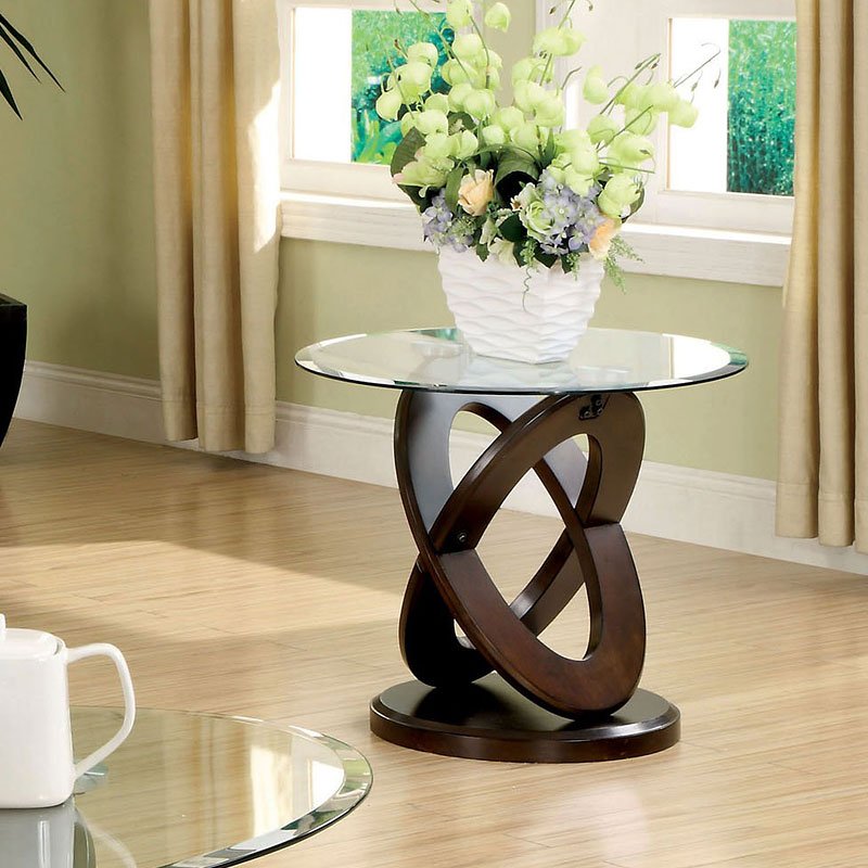 Atwood Dark Walnut Round End Table by Furniture of America at Eve Furniture